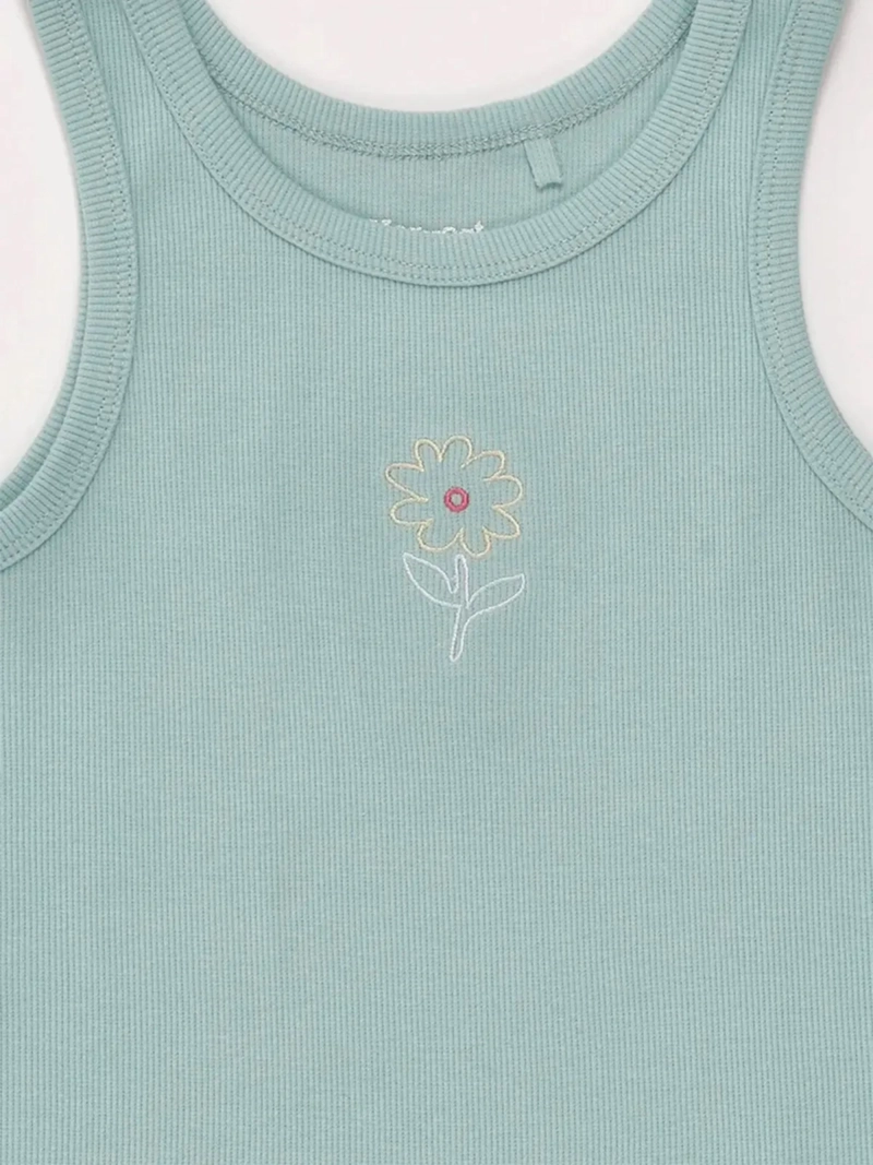 POLERA NIÑA HARVEST ALGODÓN SIN MANGAS RIB BORDADO - 5