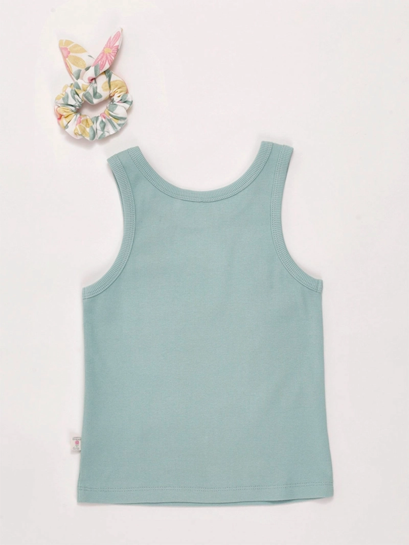 POLERA NIÑA HARVEST ALGODÓN SIN MANGAS RIB BORDADO - 4
