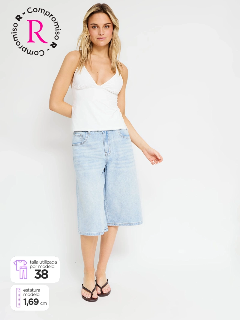 SHORT MUJER INDEX ALGODÓN LARGO DENIM