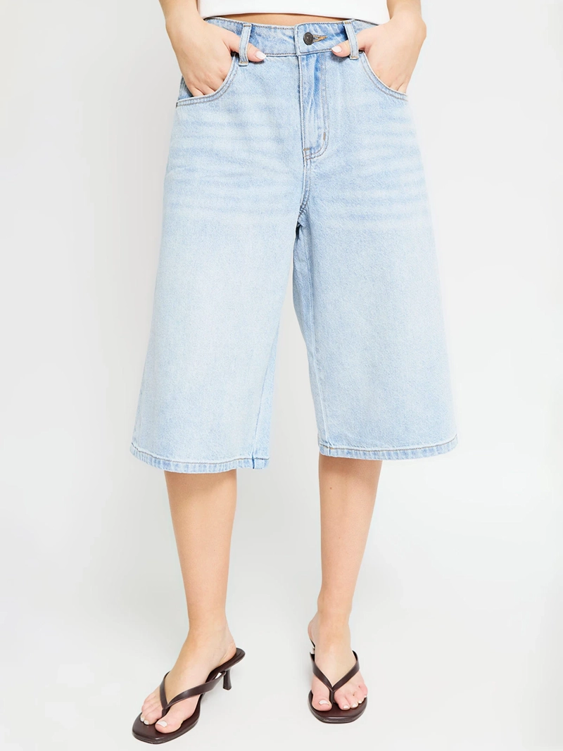 SHORT MUJER INDEX ALGODÓN LARGO DENIM - 2