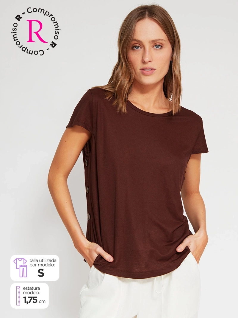 POLERA MUJER REGATTA CUELLO REDONDO MANGA CORTA BOTONES