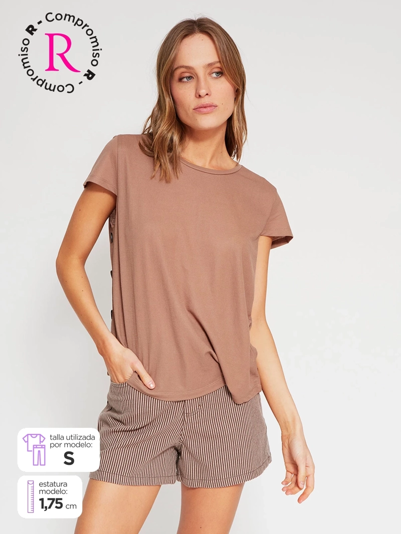POLERA MUJER REGATTA CUELLO REDONDO MANGA CORTA BOTONES