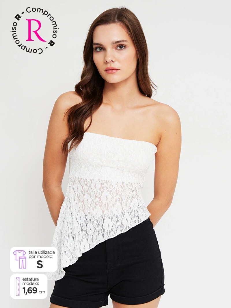 POLERA MUJER INDEX STRAPLESS ENCAJE