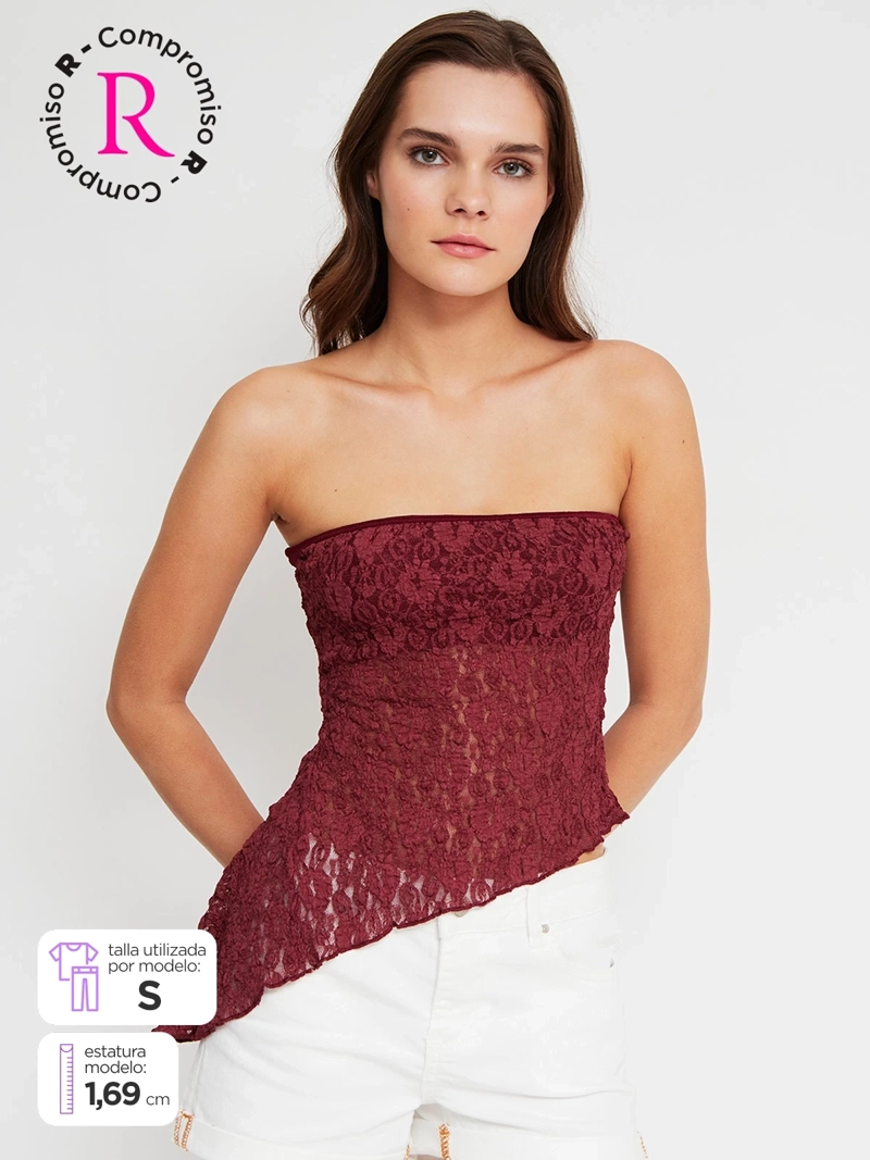 POLERA MUJER INDEX STRAPLESS ENCAJE