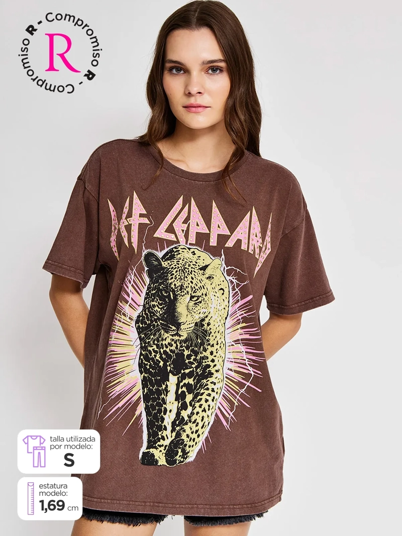 POLERA MUJER BARBADOS ALGODÓN DEF LEPPARD - 1