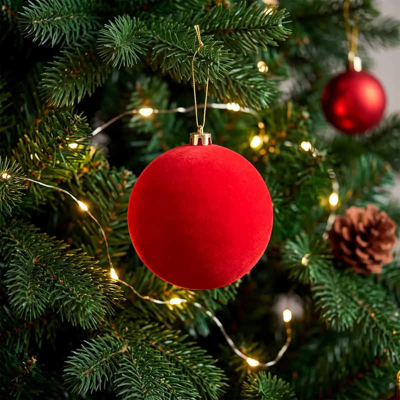 ADORNO NAVIDEÑO RIPLEY HOME TRADITIONAL XMAS ESFERA VELVET 20 CM ROJO - 1