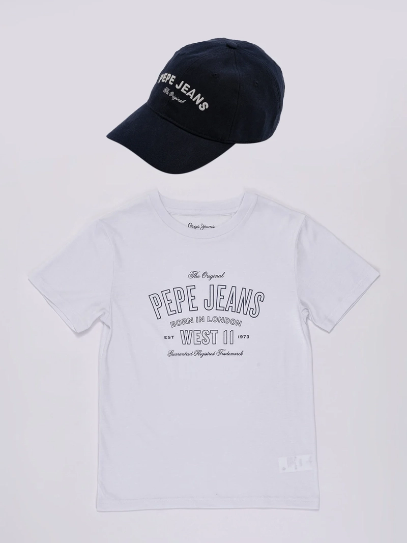 PACK NIÑO PEPE JEANS POLERA MANGA CORTA Y JOCKEY