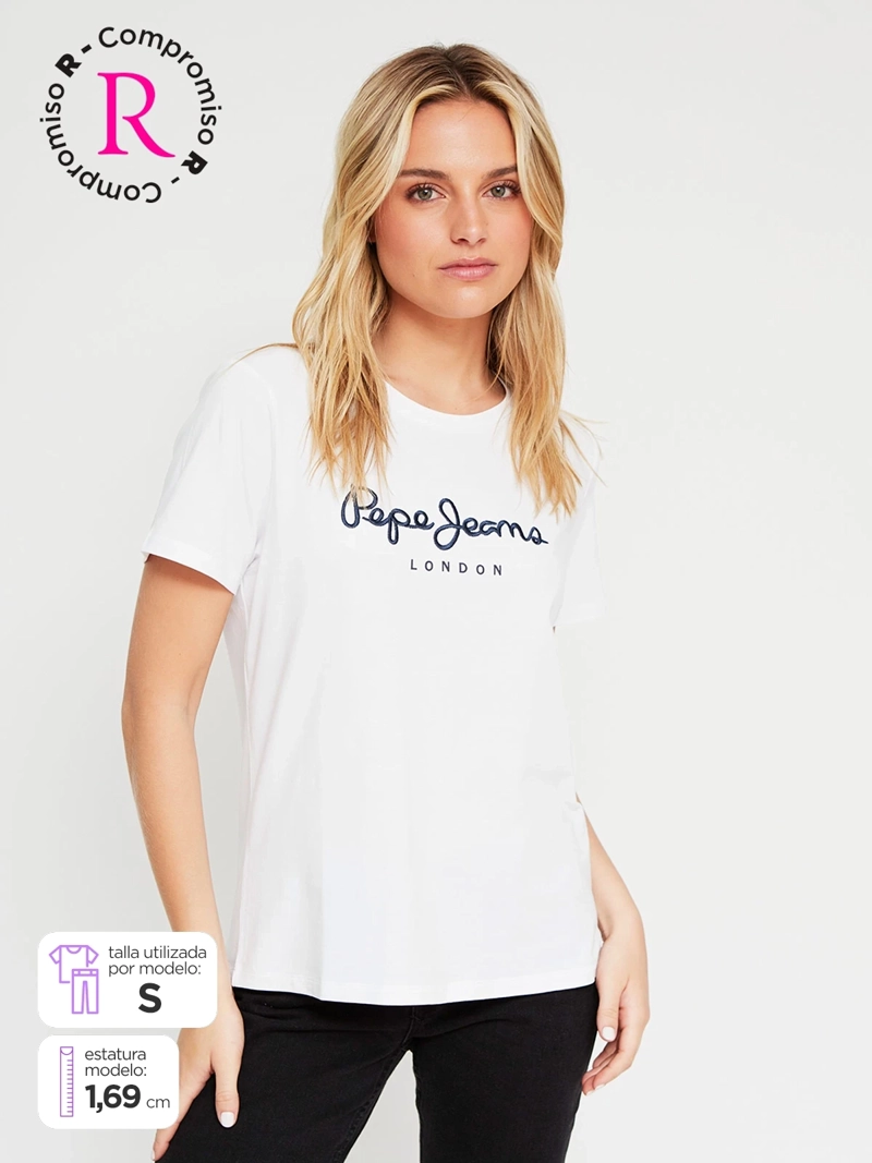 POLERA MUJER PEPE JEANS ALGODÓN BORDADO