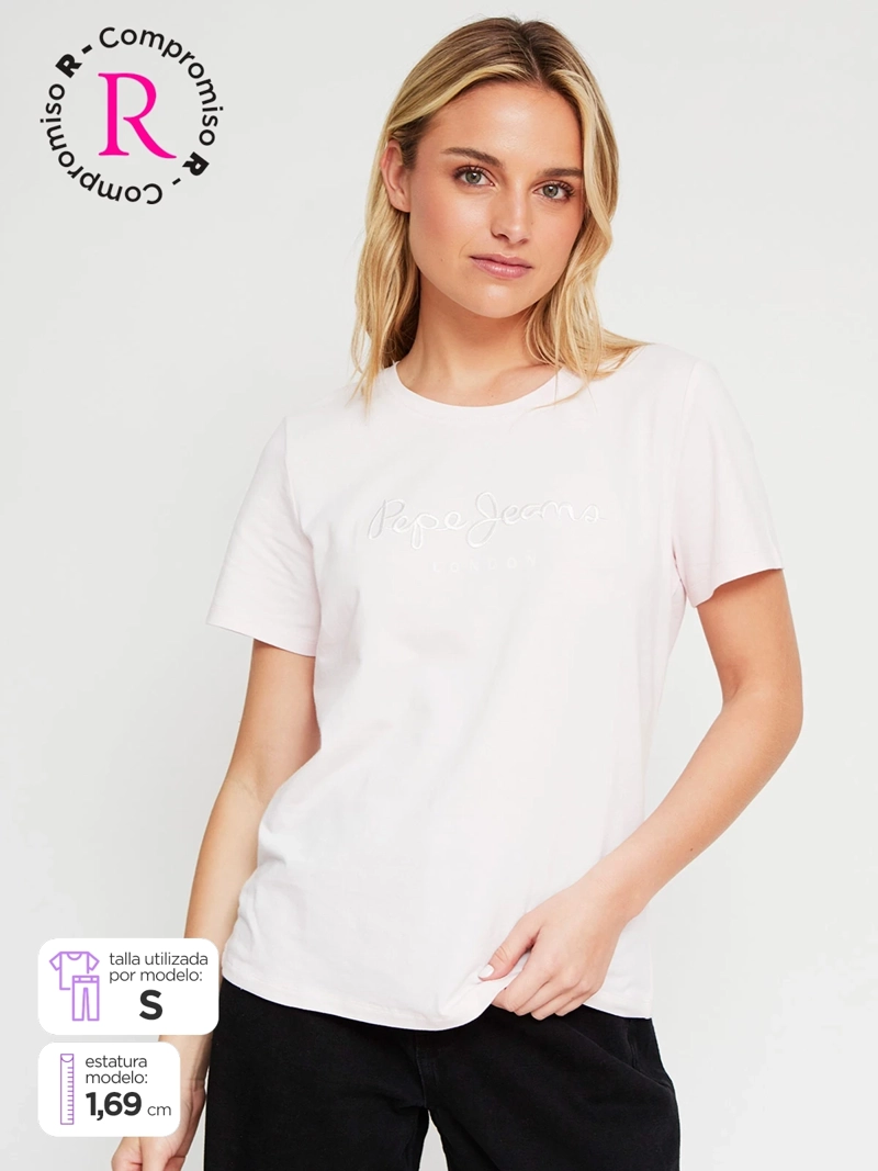 POLERA MUJER PEPE JEANS ALGODÓN BORDADO
