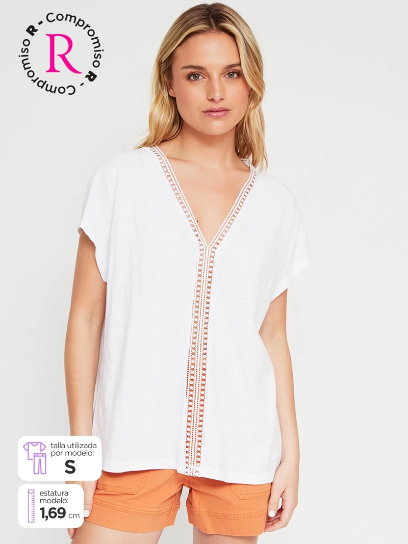 POLERA MUJER PEPE JEANS ALGODÓN CUELLO EN V