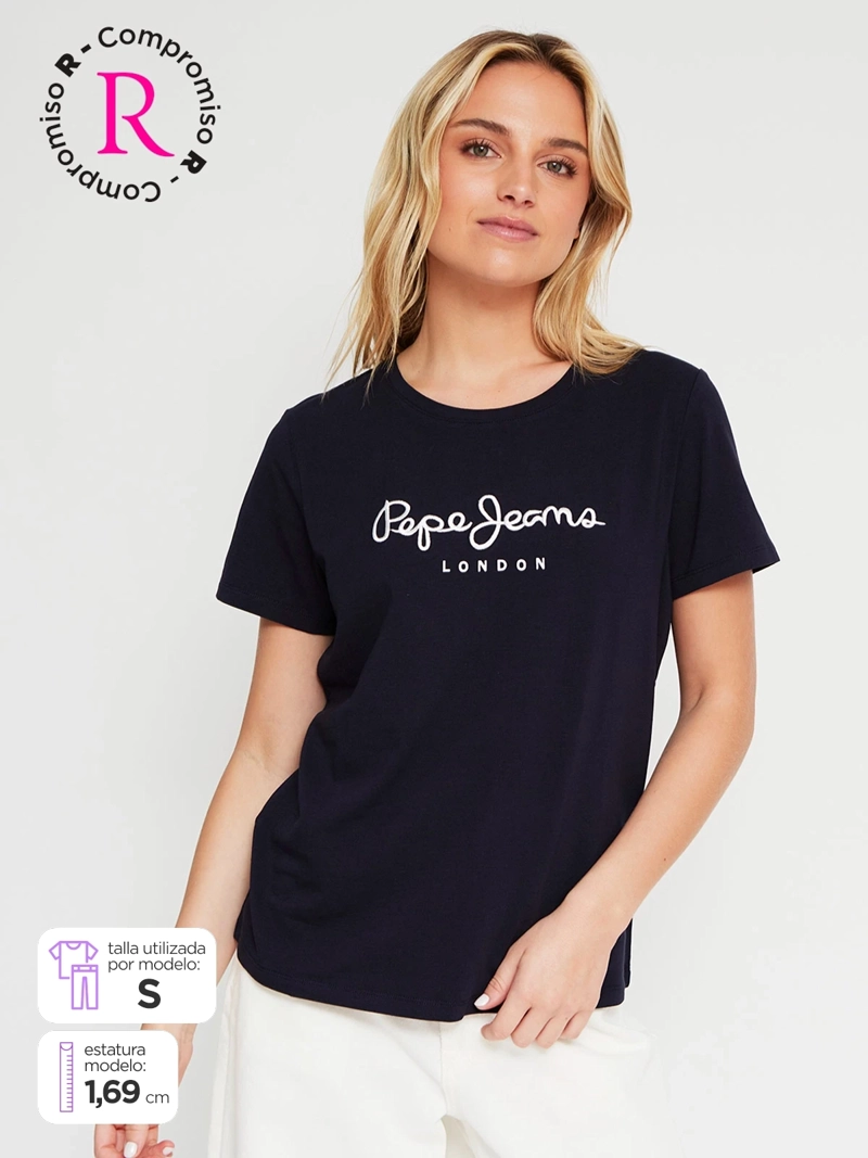 POLERA MUJER PEPE JEANS ALGODÓN CUELLO EN V