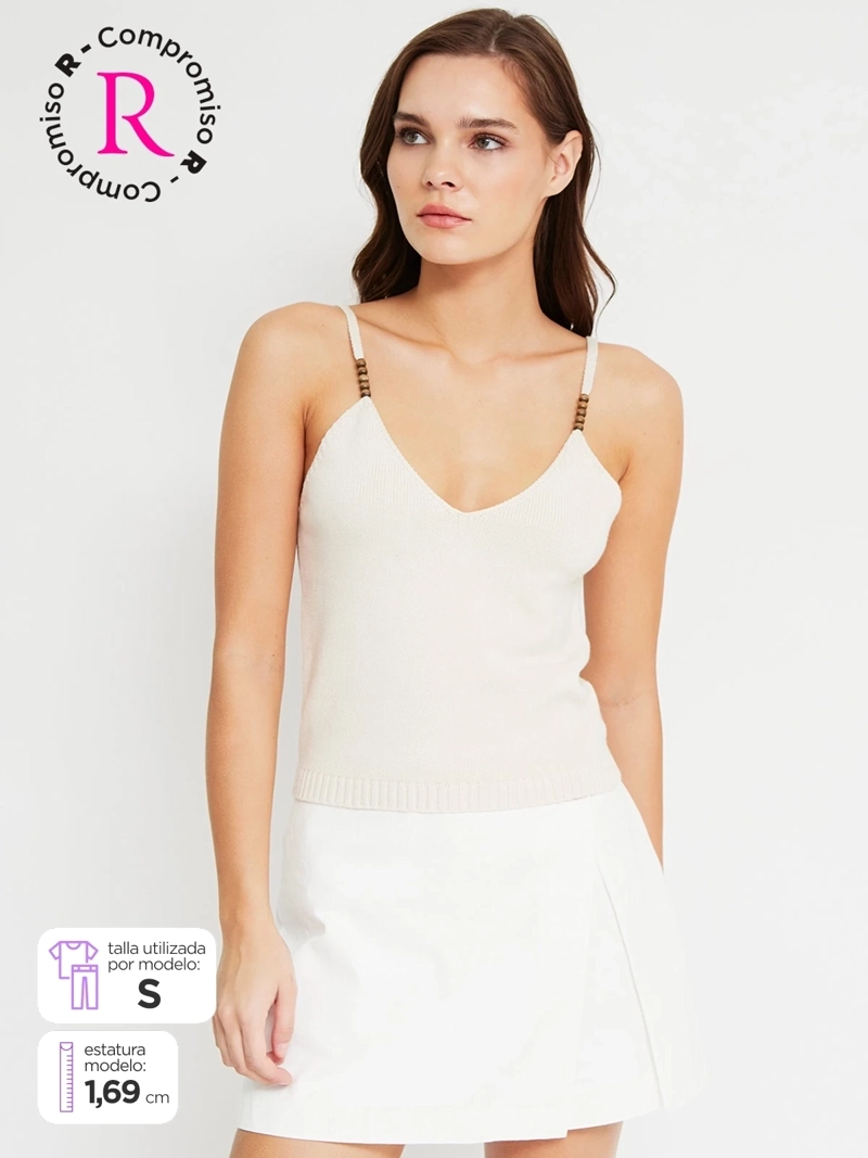 POLERA MUJER INDEX ALGODÓN SIN MANGAS MOSTACILLAS - 1