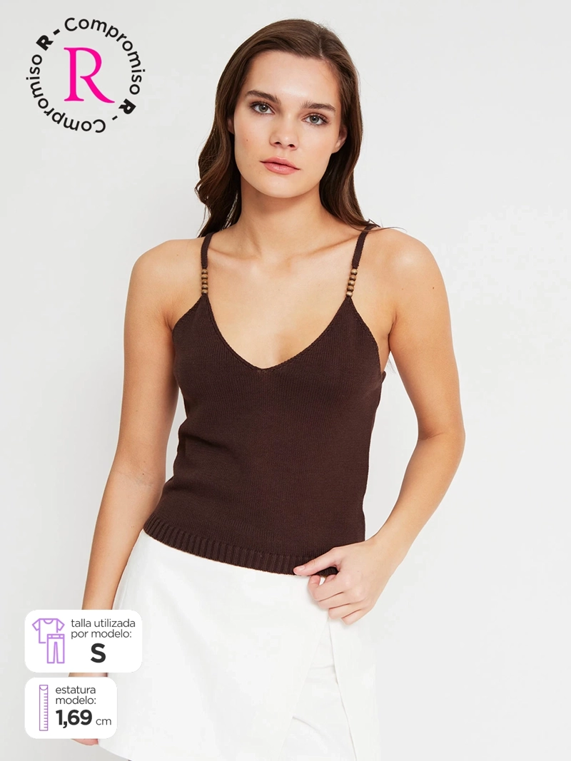 POLERA MUJER INDEX ALGODÓN SIN MANGAS MOSTACILLAS - 1