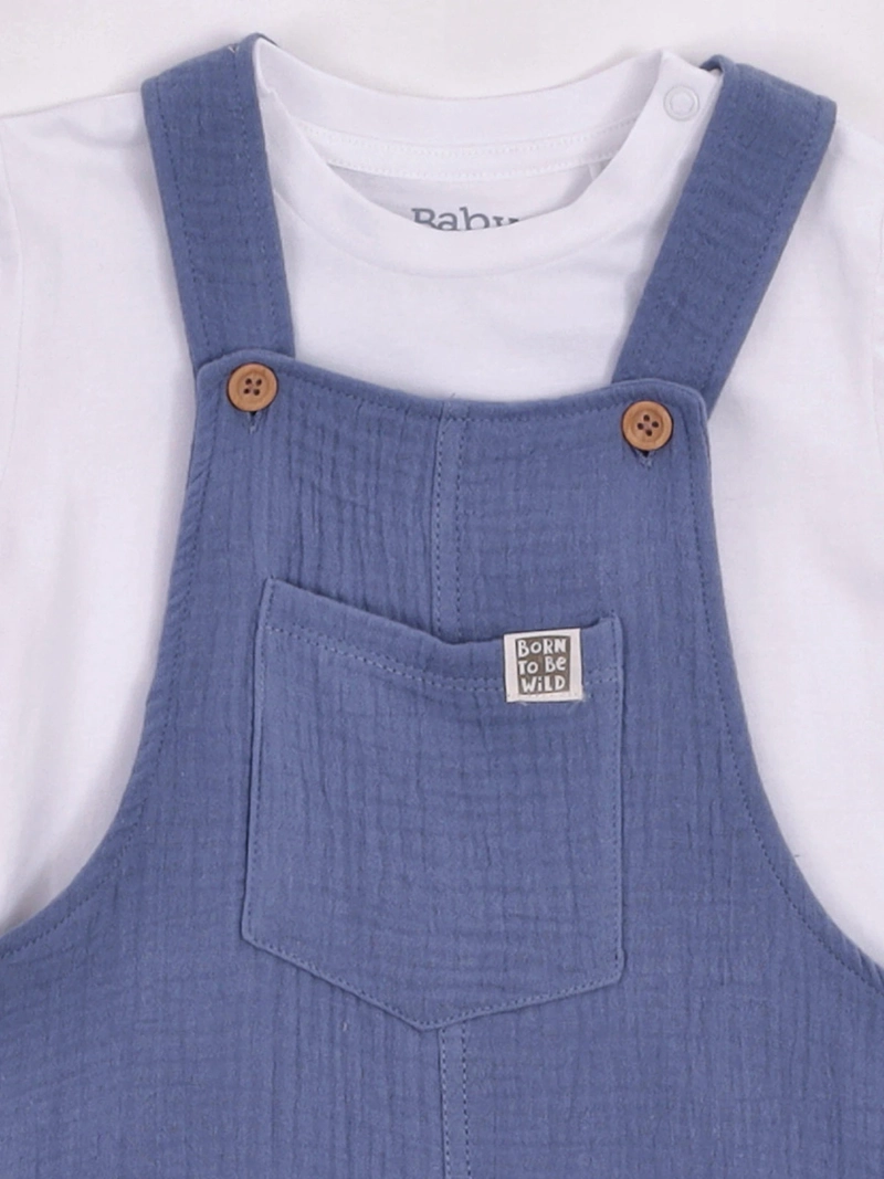 CONJUNTO NIÑO BABY HARVEST JARDINERA MUSELINA Y POLERA ALGODÓN - 3
