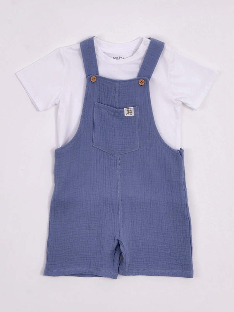 CONJUNTO NIÑO BABY HARVEST JARDINERA MUSELINA Y POLERA ALGODÓN