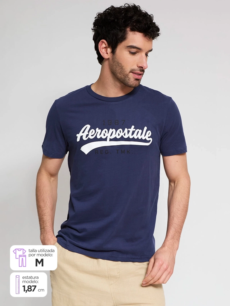 POLERA HOMBRE AEROPOSTALE ALGODÓN CUELLO REDONDO PRINT - 1