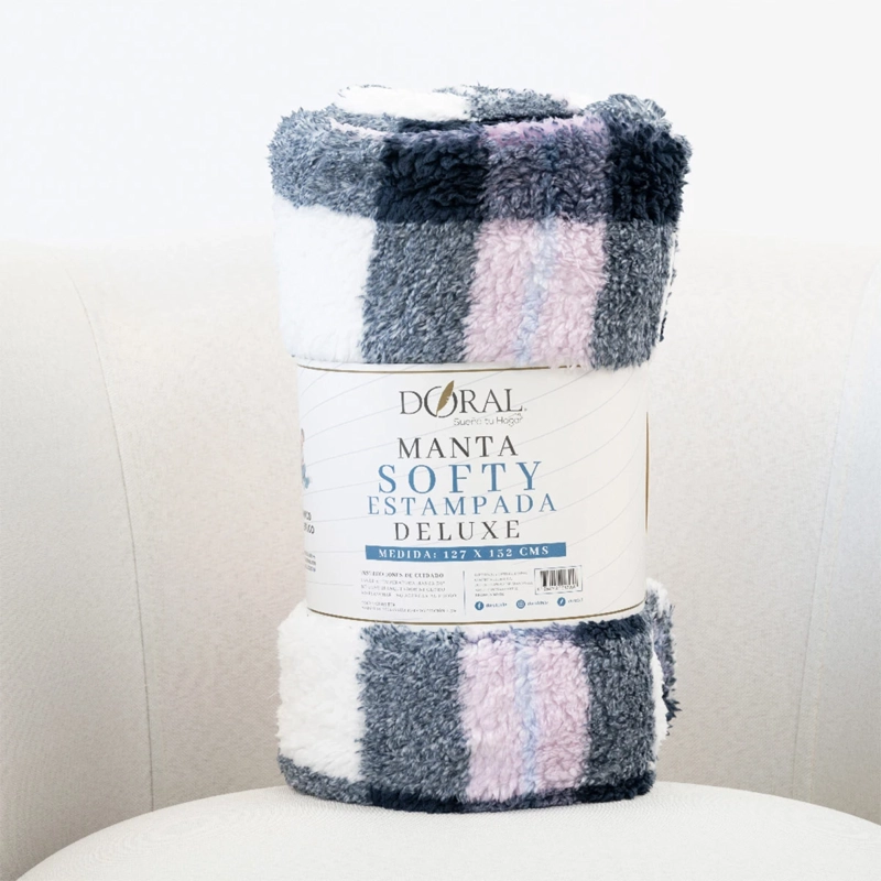 MANTA DORAL SOFTY ESTAMPADA GRIS - 4