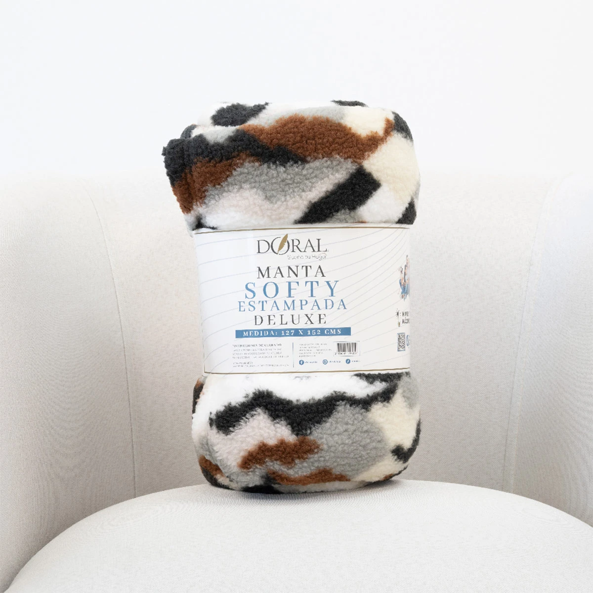 MANTA DORAL SOFTY ESTAMPADA GRIS - 4
