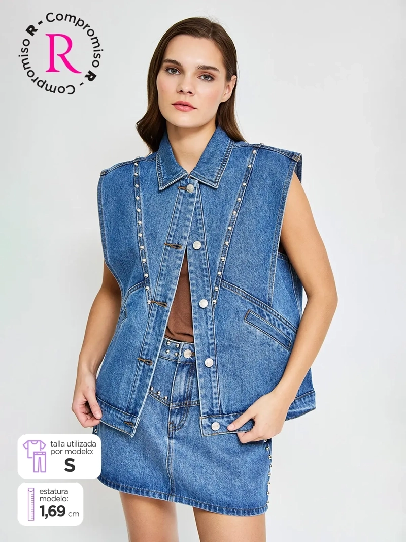 CHAQUETA MUJER BARBADOS ALGODÓN SIN MANGAS TACHAS
