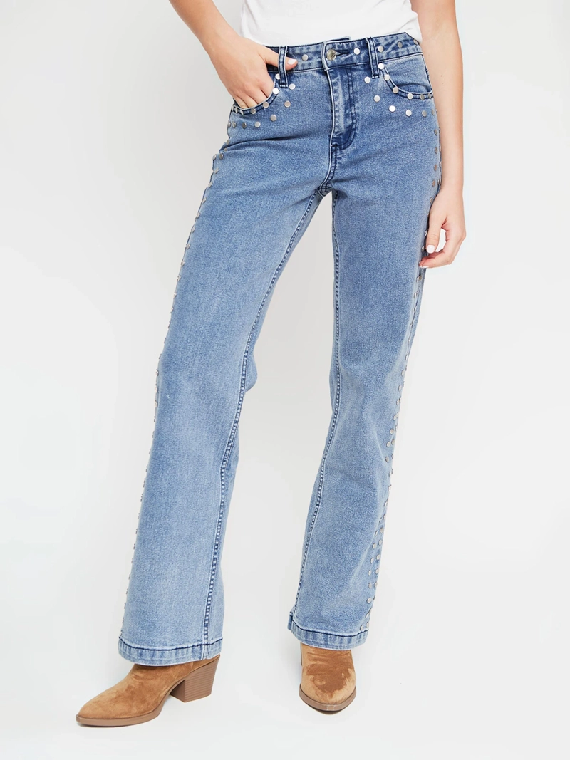 JEANS MUJER BARBADOS ALGODÓN FLARE TACHAS - 2