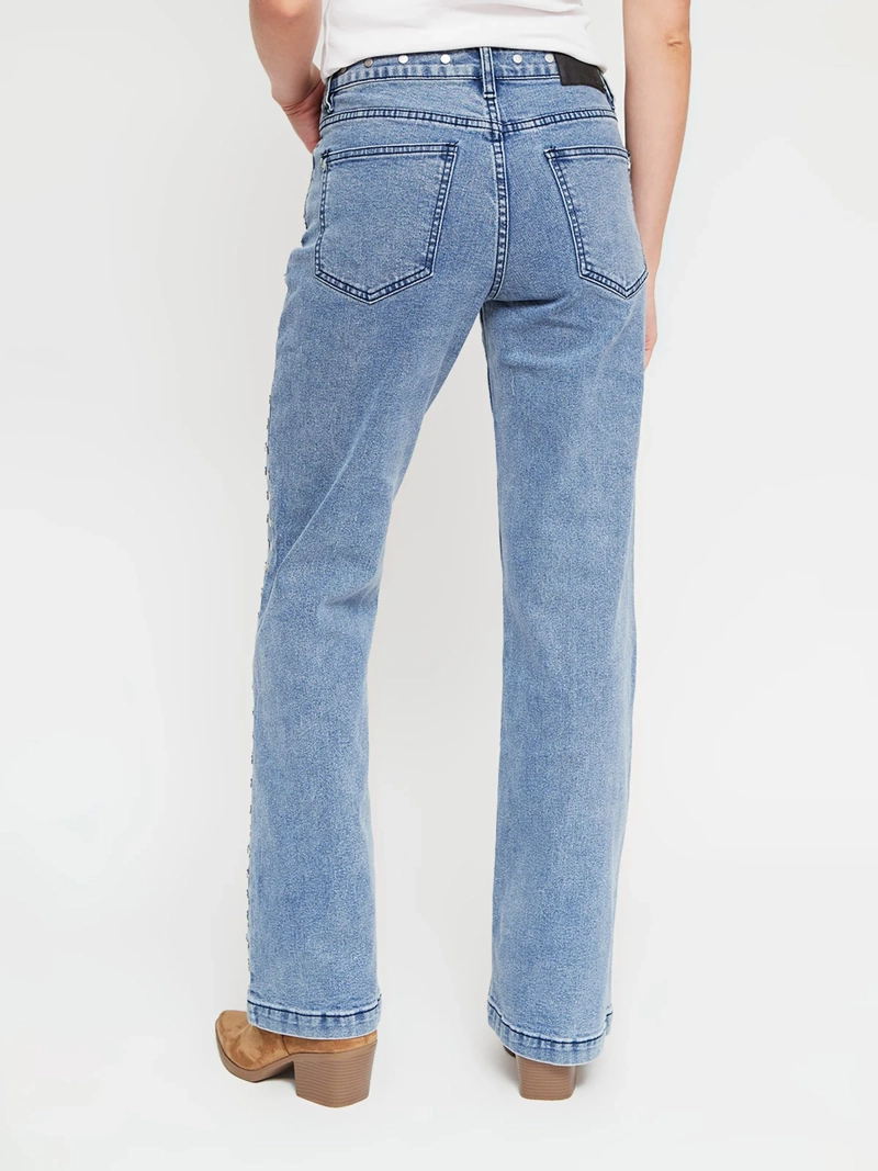 JEANS MUJER BARBADOS ALGODÓN FLARE TACHAS - 3