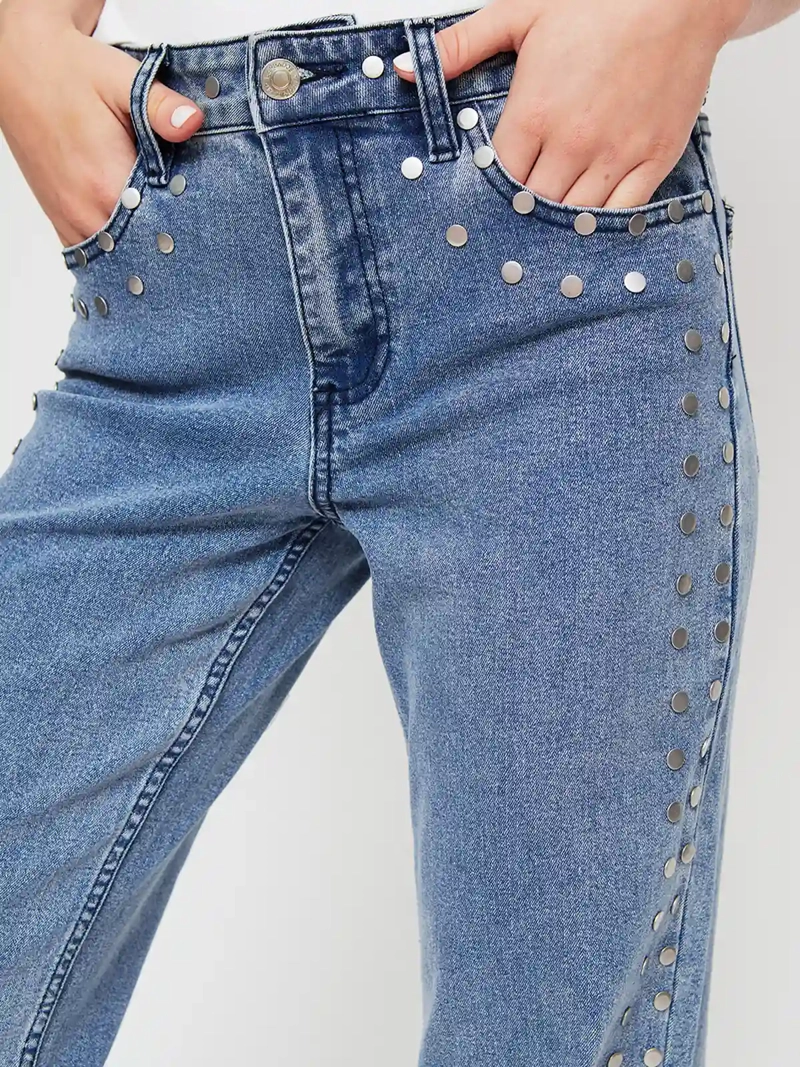 JEANS MUJER BARBADOS ALGODÓN FLARE TACHAS - 4