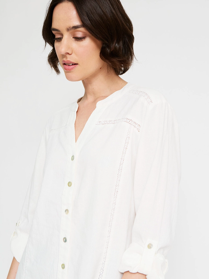 BLUSA MUJER TATIENNE LINO MANGA LARGA MACRAMÉ - 3