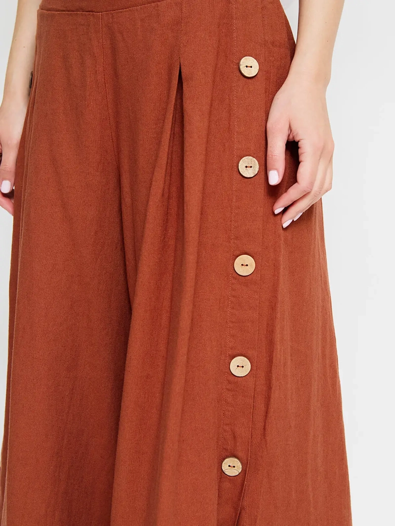 PANTALÓN MUJER TATIENNE LINO FLUIDO BOTONES - 4