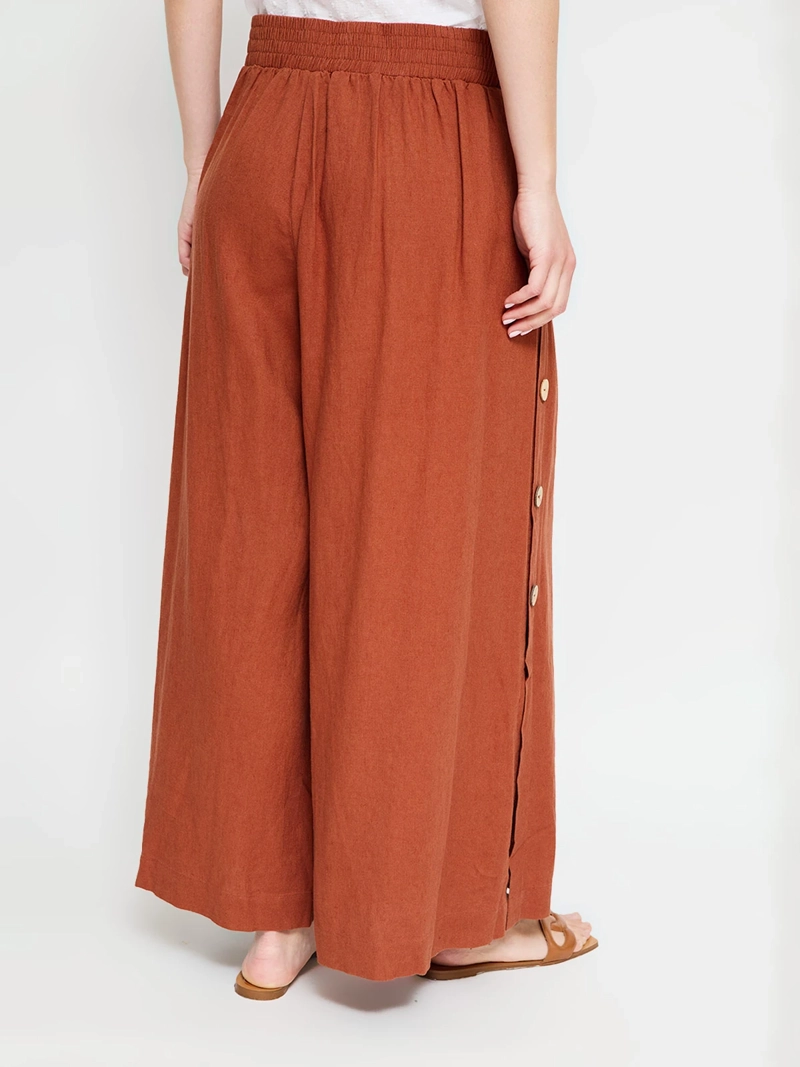 PANTALÓN MUJER TATIENNE LINO FLUIDO BOTONES - 3