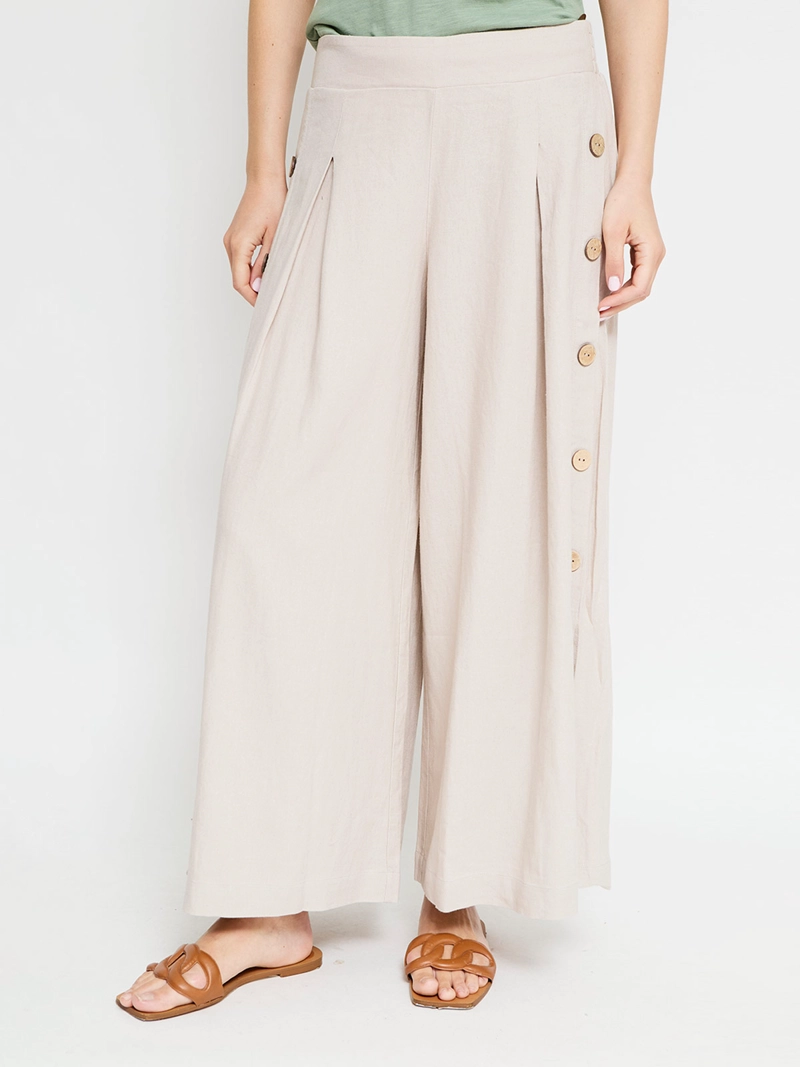 PANTALÓN MUJER TATIENNE LINO FLUIDO BOTONES - 2