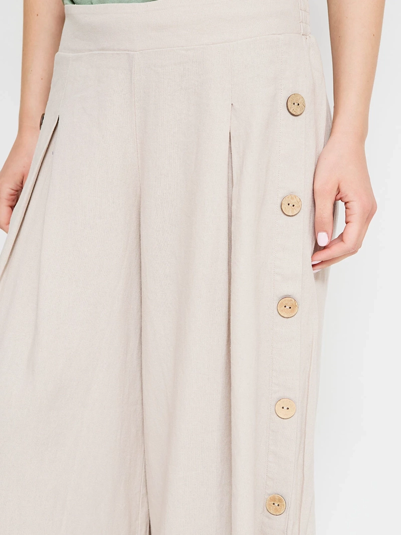 PANTALÓN MUJER TATIENNE LINO FLUIDO BOTONES - 4