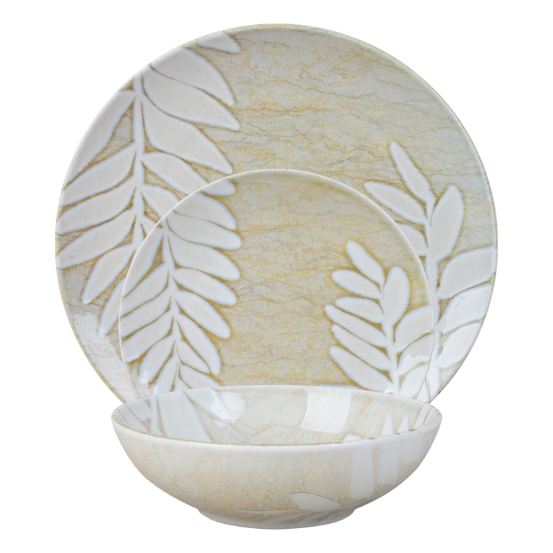 JUEGO DE VAJILLA RIPLEY HOME LEAVES 12 PIEZAS BEIGE - 3