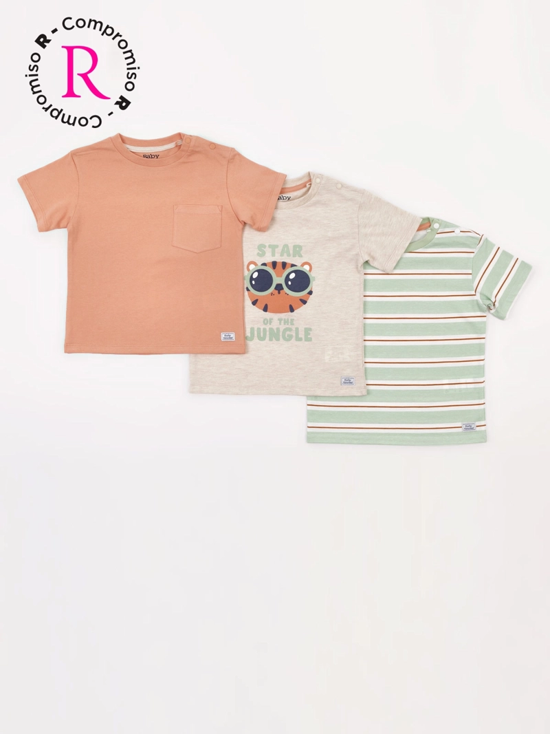 PACK X3 POLERA NIÑO BABY HARVEST ALGODÓN MANGA CORTA