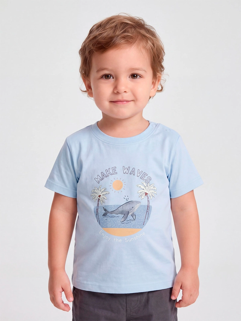POLERA NIÑO BABY HARVEST MANGA CORTA ESTAMPADO CENTRAL ALGODÓN