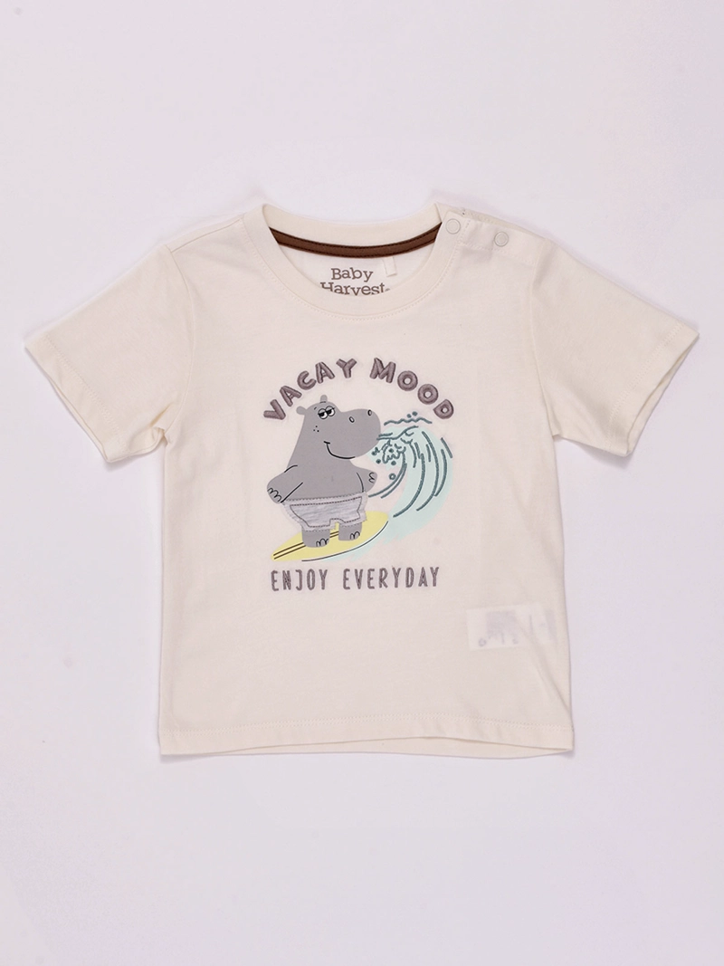 POLERA NIÑO BABY HARVEST MANGA CORTA ESTAMPADO CENTRAL ALGODÓN