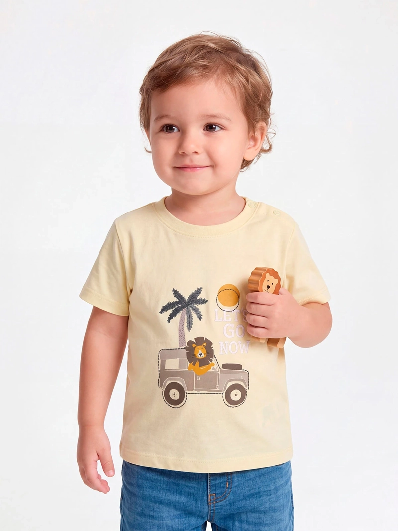 POLERA NIÑO BABY HARVEST MANGA CORTA ESTAMPADO CENTRAL ALGODÓN