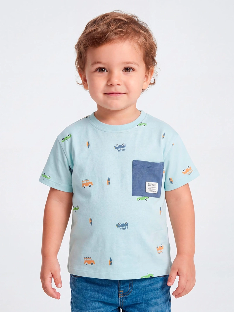 POLERA NIÑO BABY HARVEST ALGODÓN MANGA CORTA ESTAMPADA