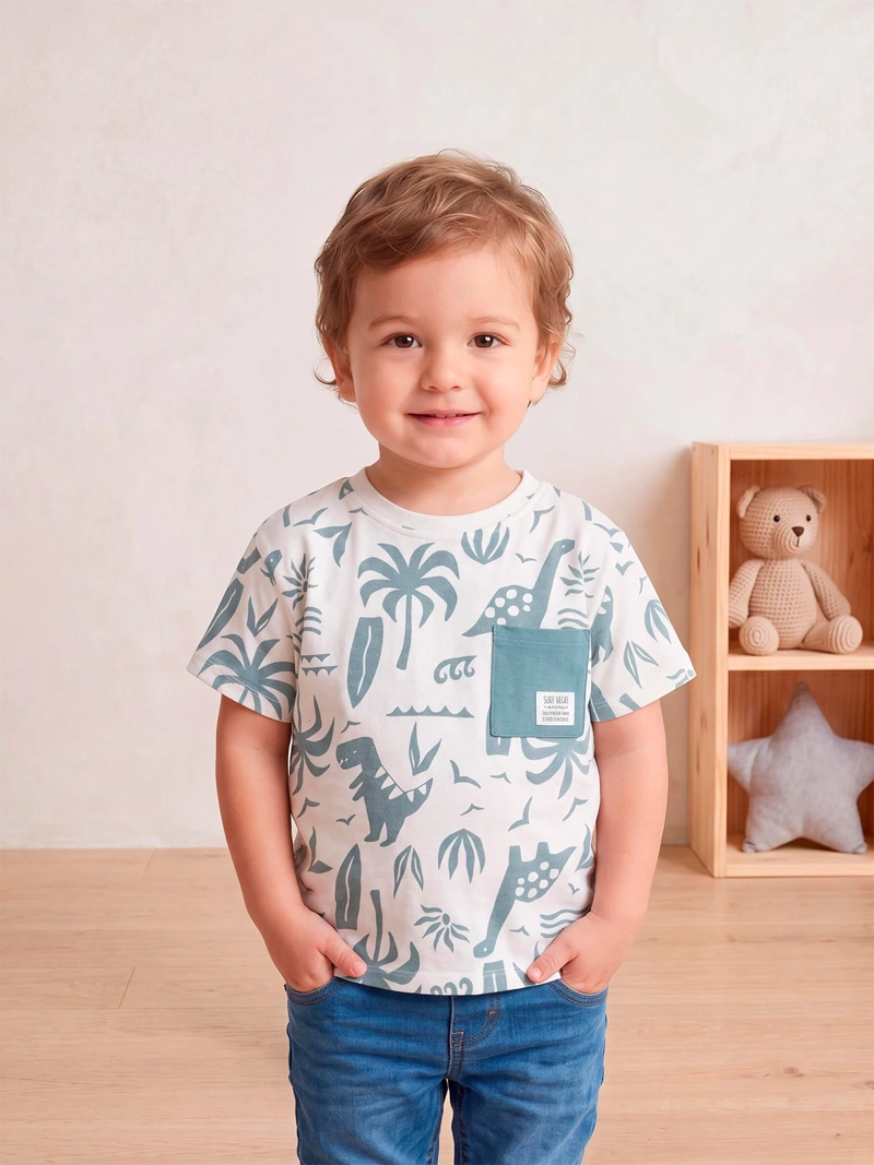 POLERA NIÑO BABY HARVEST ALGODÓN MANGA CORTA ESTAMPADA