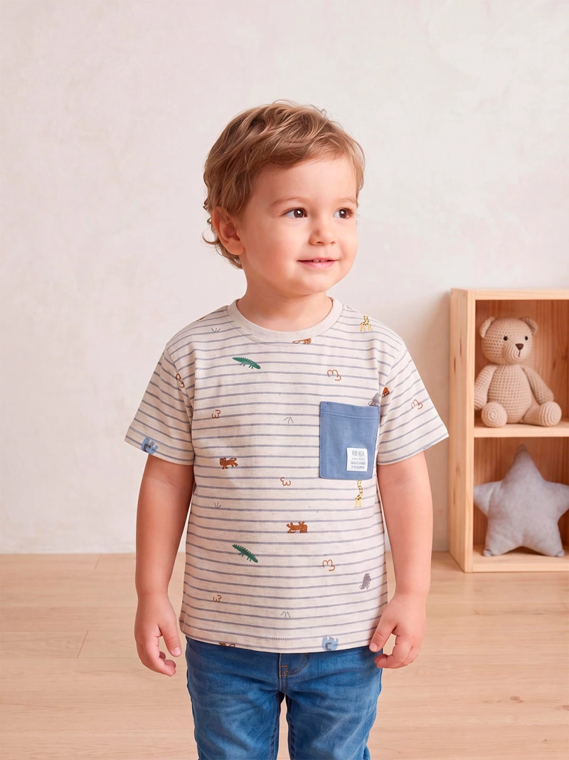 POLERA NIÑO BABY HARVEST ALGODÓN MANGA CORTA ESTAMPADA