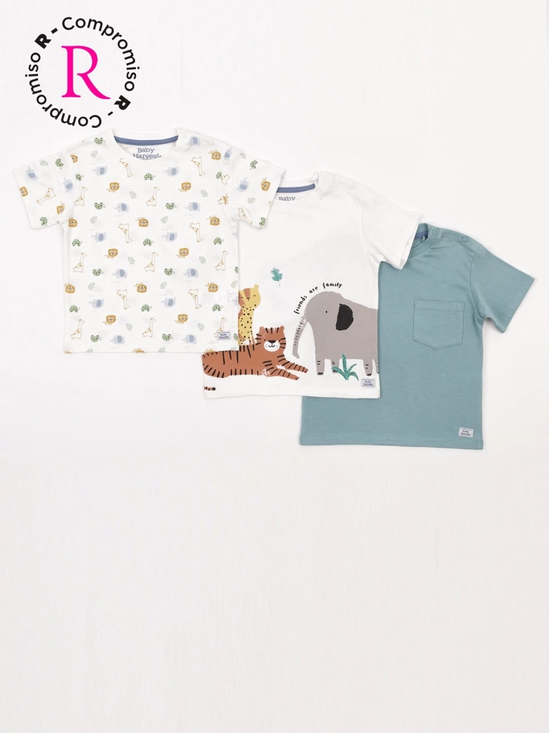 PACK X3 POLERA NIÑO BABY HARVEST ALGODÓN MANGA CORTA