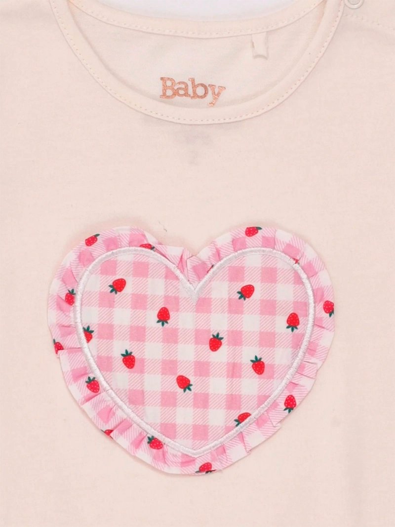 POLERA NIÑA BABY HARVEST MANGA CORTA ALGODÓN APLICACIÓN CORAZÓN - 5