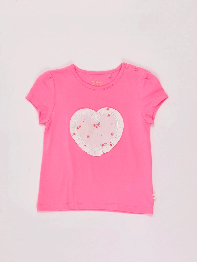 POLERA NIÑA BABY HARVEST MANGA CORTA ALGODÓN APLICACIÓN CORAZÓN - 3