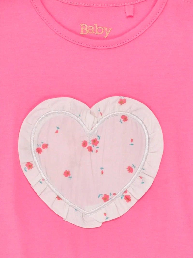 POLERA NIÑA BABY HARVEST MANGA CORTA ALGODÓN APLICACIÓN CORAZÓN - 5