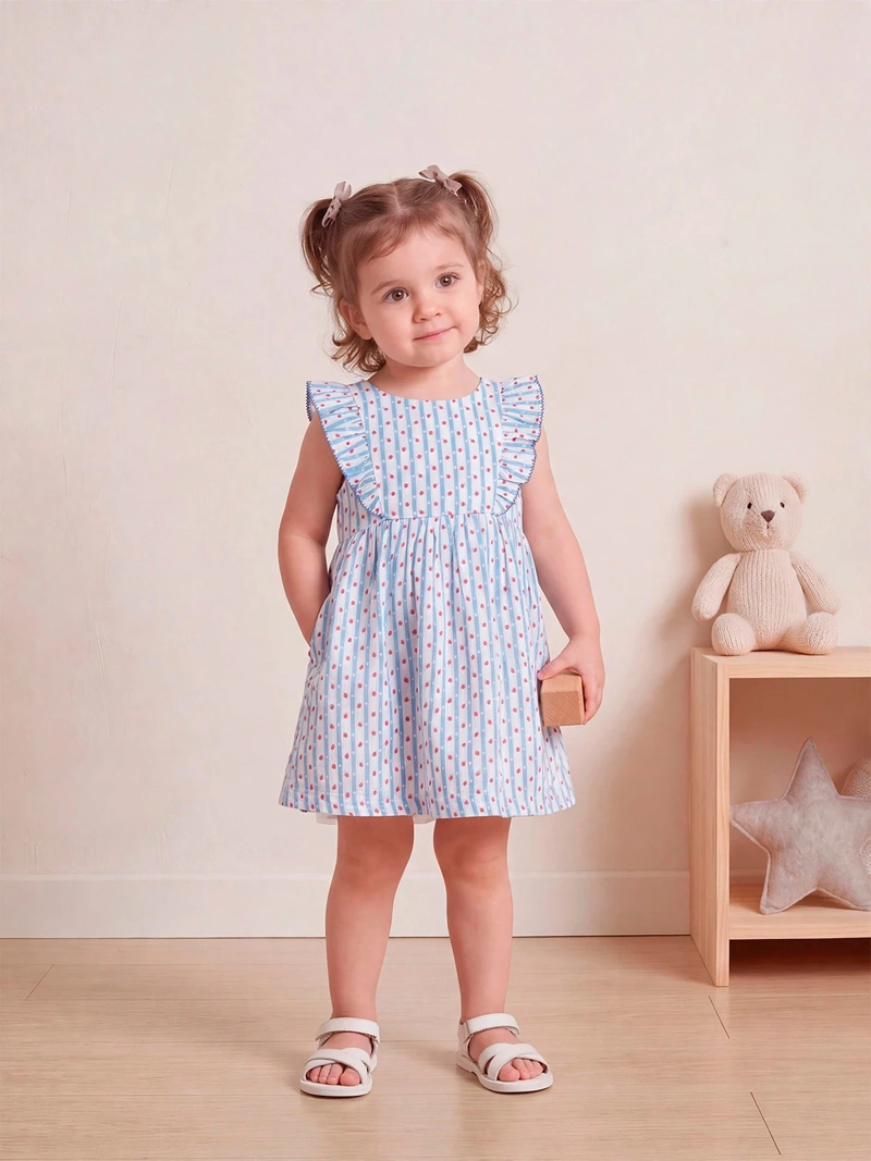VESTIDO NIÑA BABY HARVEST ALGODÓN TEXTURA VUELOS