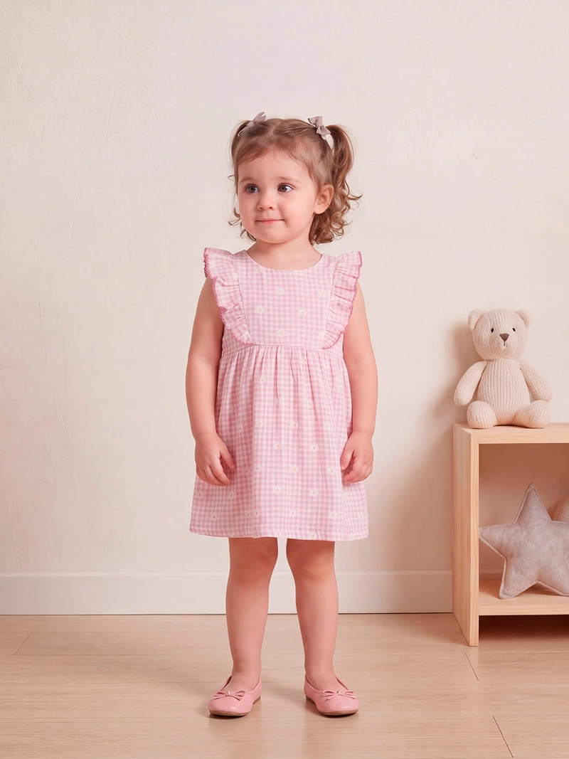 VESTIDO NIÑA BABY HARVEST ALGODÓN TEXTURA VUELOS