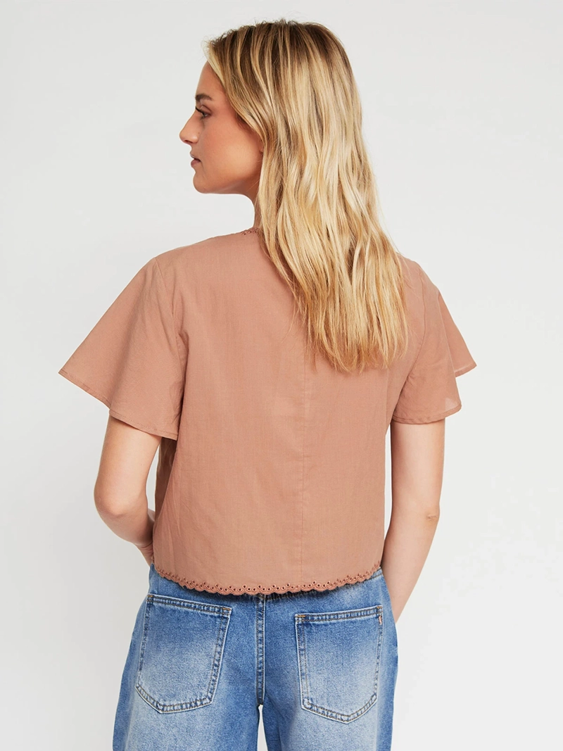 BLUSA MUJER BARBADOS ALGODÓN MANGA CORTA BRODERIE - 2