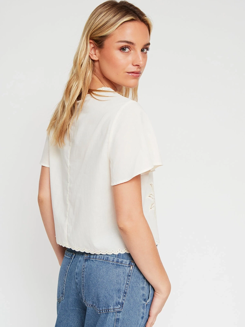 BLUSA MUJER BARBADOS ALGODÓN MANGA CORTA BRODERIE - 2