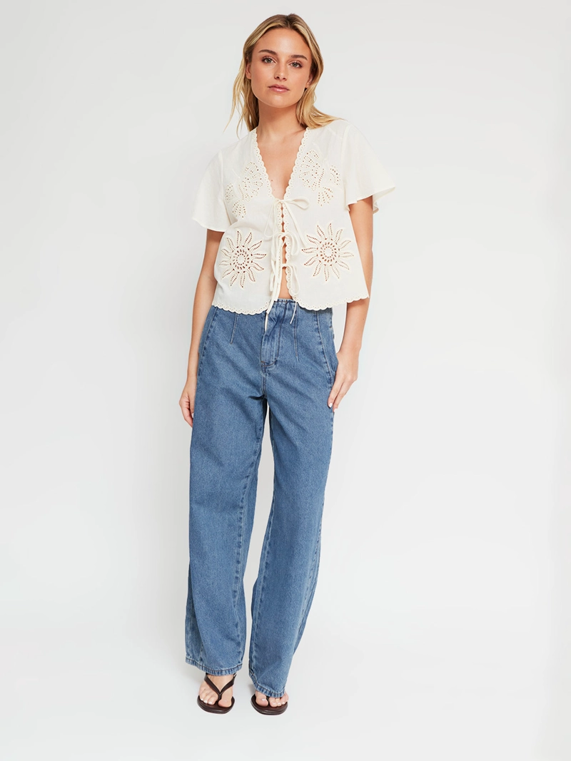 BLUSA MUJER BARBADOS ALGODÓN MANGA CORTA BRODERIE - 4