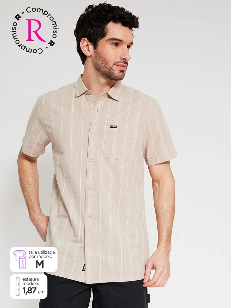 CAMISA HOMBRE ELEMENT ALGODÓN MANGA CORTA RAYAS - 1