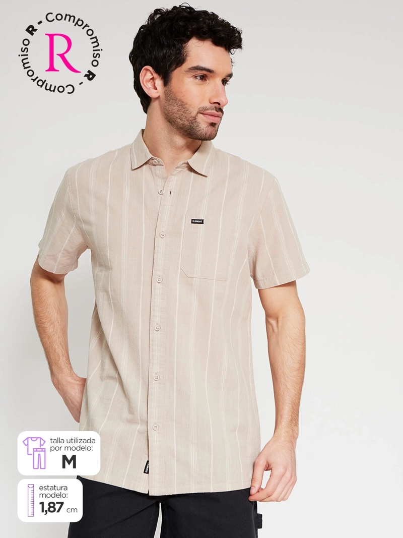 CAMISA HOMBRE ELEMENT ALGODÓN MANGA CORTA RAYAS - 1